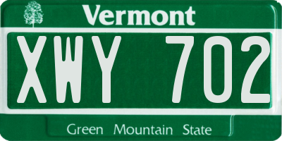 VT license plate XWY702