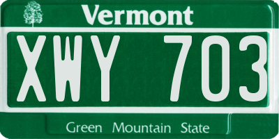 VT license plate XWY703
