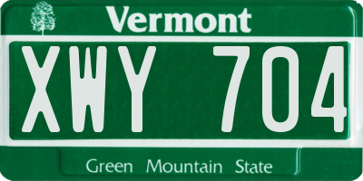 VT license plate XWY704