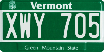VT license plate XWY705