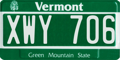 VT license plate XWY706