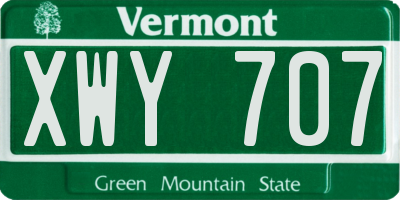 VT license plate XWY707