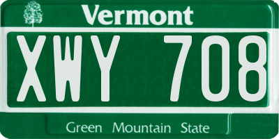VT license plate XWY708