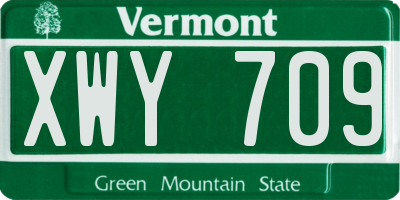 VT license plate XWY709