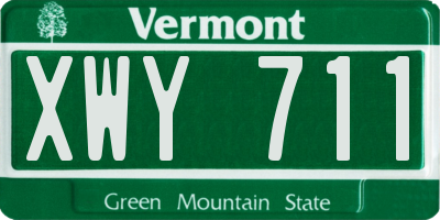 VT license plate XWY711