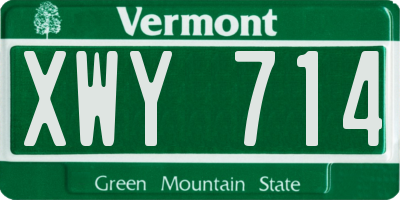VT license plate XWY714