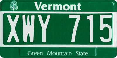 VT license plate XWY715