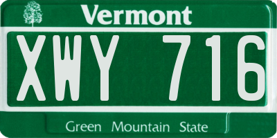 VT license plate XWY716