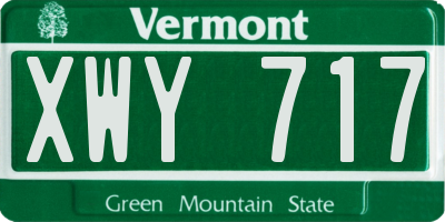 VT license plate XWY717