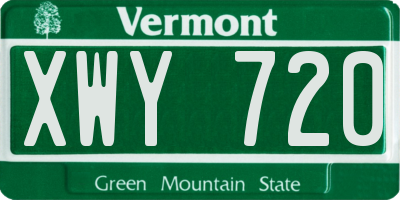 VT license plate XWY720