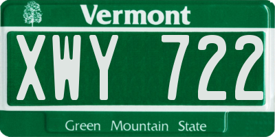 VT license plate XWY722