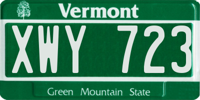 VT license plate XWY723