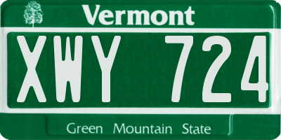 VT license plate XWY724
