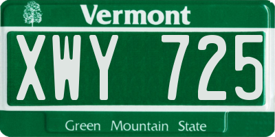 VT license plate XWY725