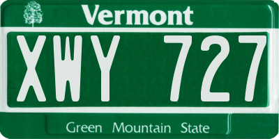 VT license plate XWY727