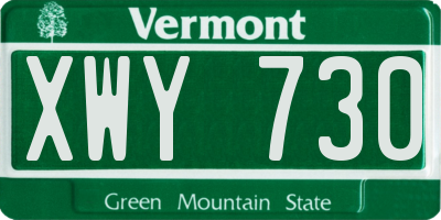 VT license plate XWY730