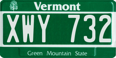 VT license plate XWY732