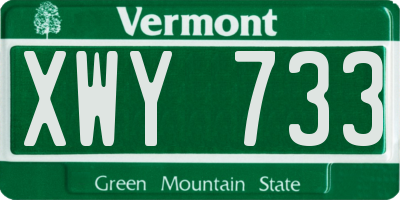 VT license plate XWY733