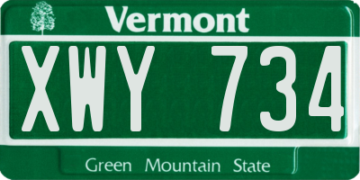 VT license plate XWY734