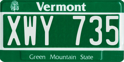 VT license plate XWY735