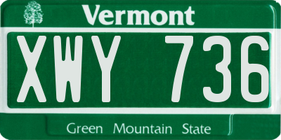 VT license plate XWY736