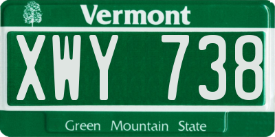VT license plate XWY738