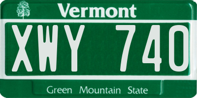VT license plate XWY740