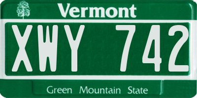 VT license plate XWY742