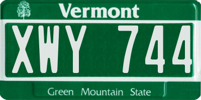 VT license plate XWY744