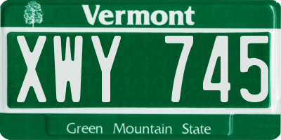 VT license plate XWY745