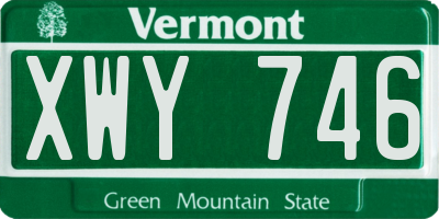 VT license plate XWY746