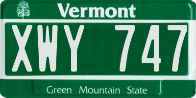 VT license plate XWY747
