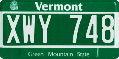 VT license plate XWY748