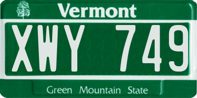 VT license plate XWY749