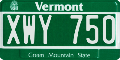VT license plate XWY750