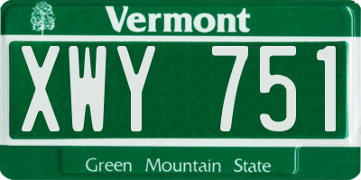 VT license plate XWY751