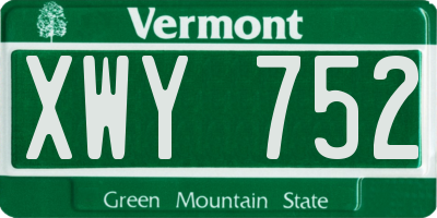 VT license plate XWY752