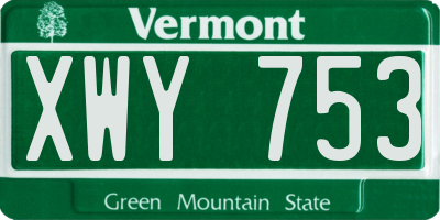 VT license plate XWY753