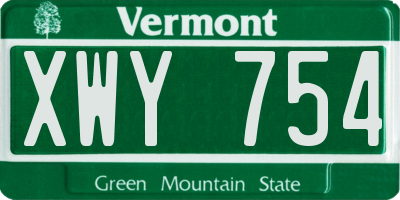 VT license plate XWY754