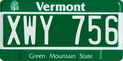 VT license plate XWY756