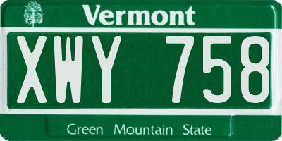 VT license plate XWY758