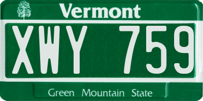 VT license plate XWY759