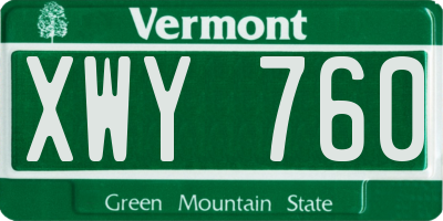 VT license plate XWY760