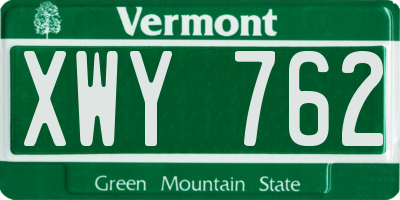 VT license plate XWY762