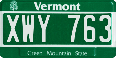 VT license plate XWY763