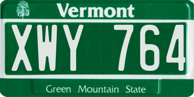 VT license plate XWY764