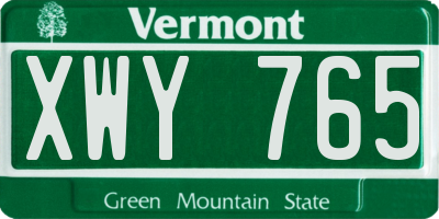 VT license plate XWY765