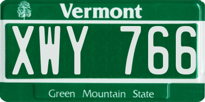 VT license plate XWY766