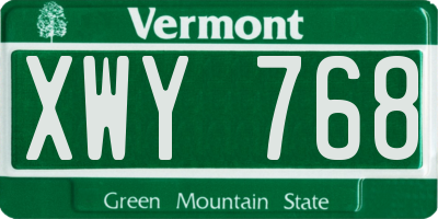 VT license plate XWY768