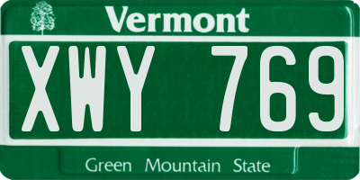 VT license plate XWY769